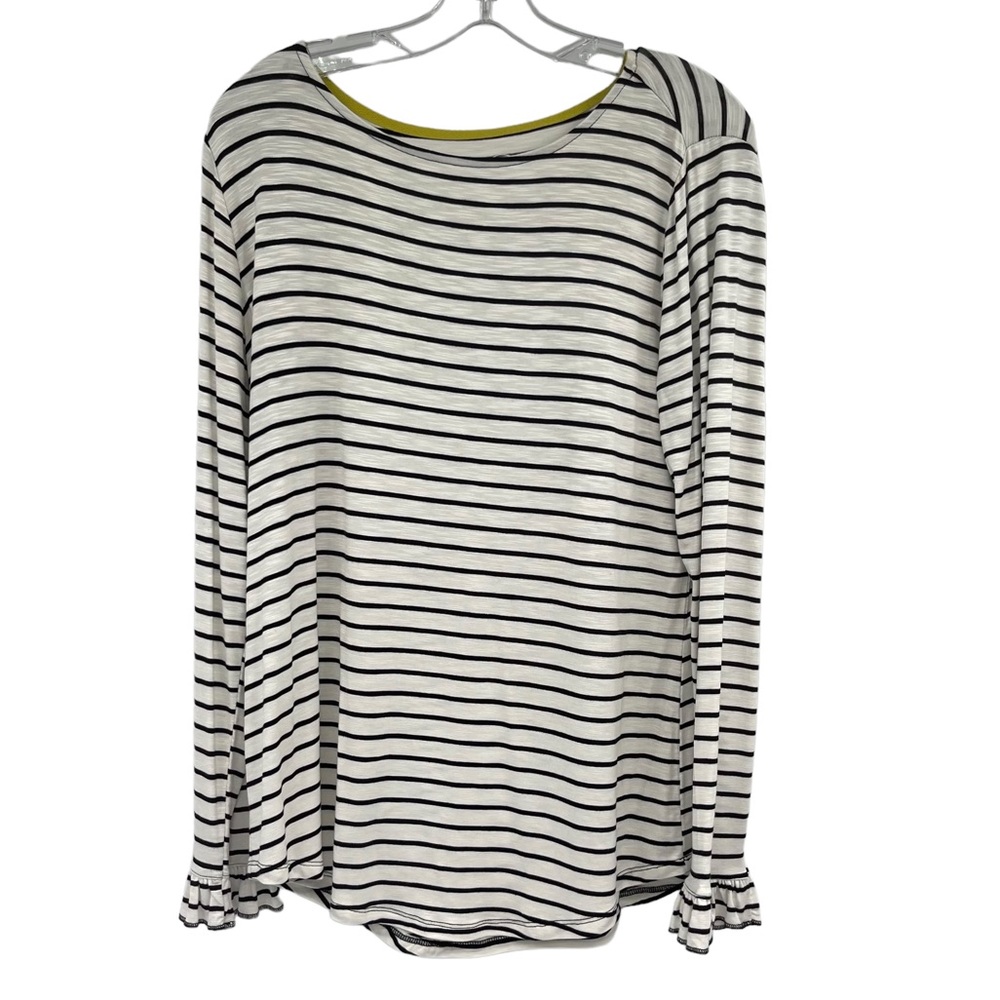 Maurices Striped Shirt Ruffle Cuffs Black White Size Large - Picture 1 of 10